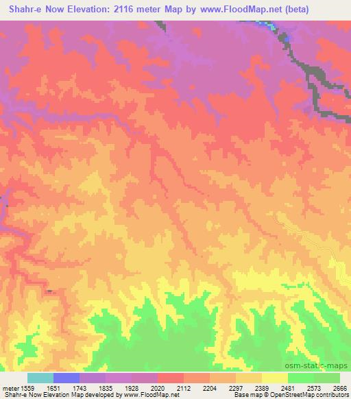 Shahr-e Now,Afghanistan Elevation Map