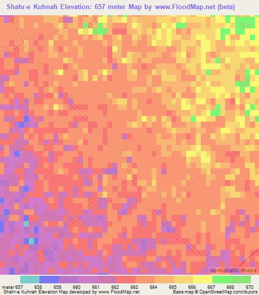 Shahr-e Kuhnah,Afghanistan Elevation Map