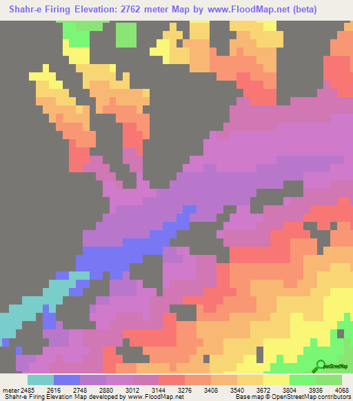 Shahr-e Firing,Afghanistan Elevation Map