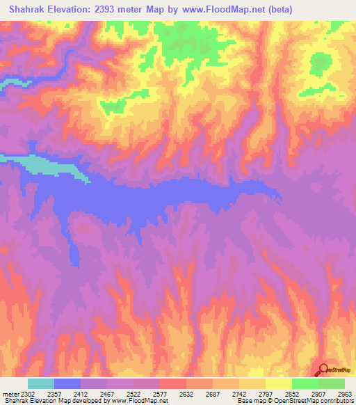 Shahrak,Afghanistan Elevation Map