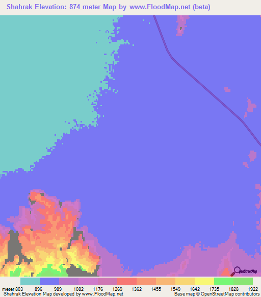 Shahrak,Afghanistan Elevation Map