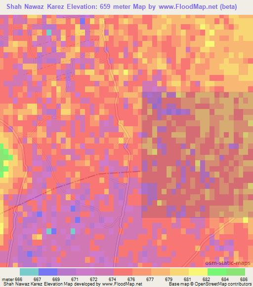 Shah Nawaz Karez,Afghanistan Elevation Map