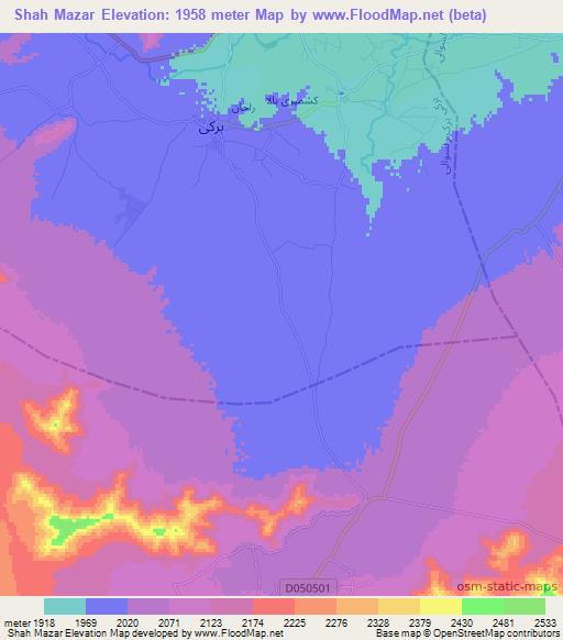 Shah Mazar,Afghanistan Elevation Map