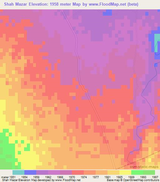 Shah Mazar,Afghanistan Elevation Map