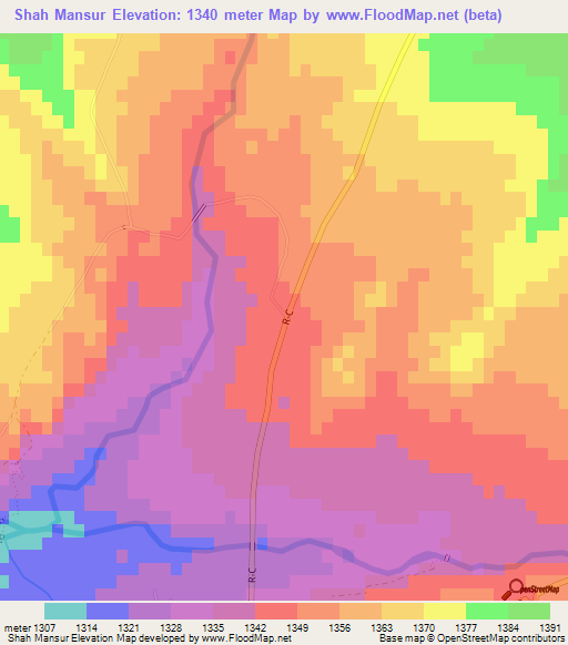 Shah Mansur,Afghanistan Elevation Map