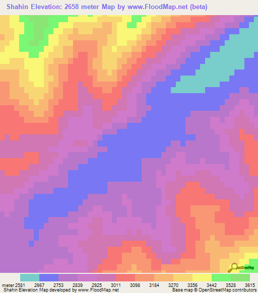 Shahin,Afghanistan Elevation Map