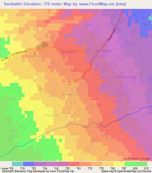 Sershakhi,Afghanistan Elevation Map