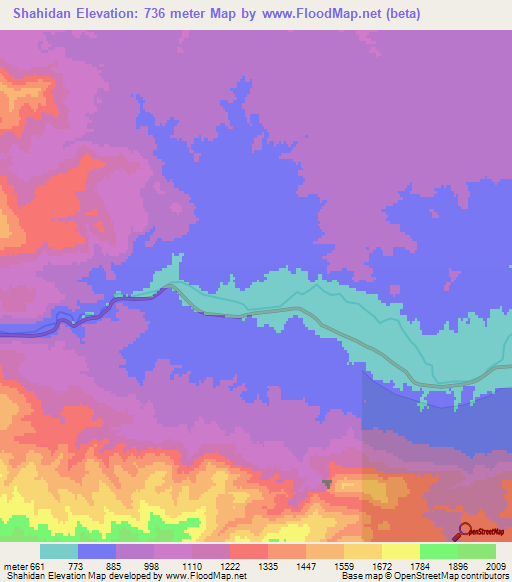 Shahidan,Afghanistan Elevation Map