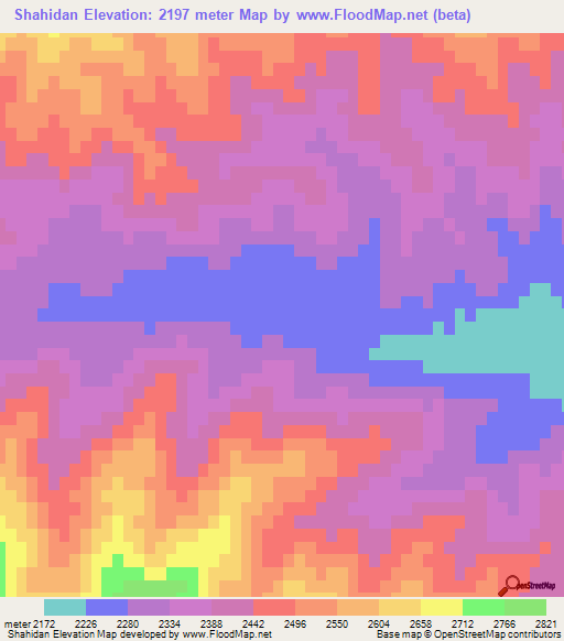 Shahidan,Afghanistan Elevation Map