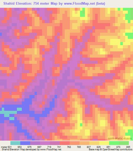 Shahid,Afghanistan Elevation Map