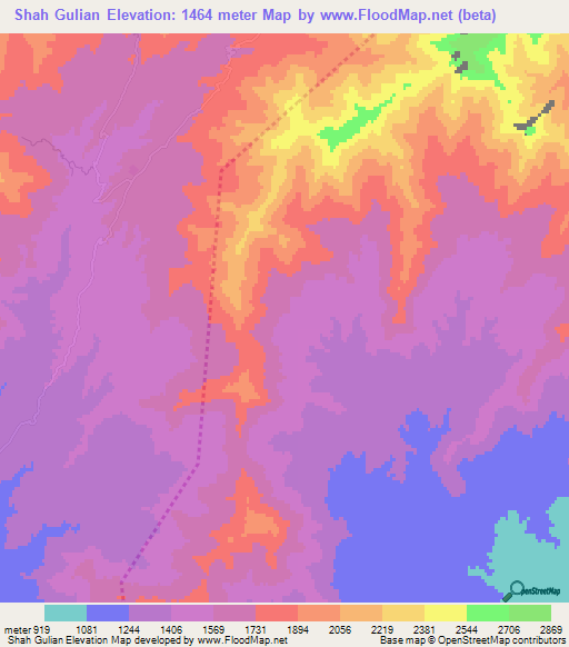 Shah Gulian,Afghanistan Elevation Map