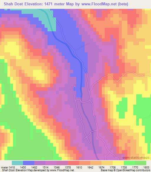 Shah Dost,Afghanistan Elevation Map