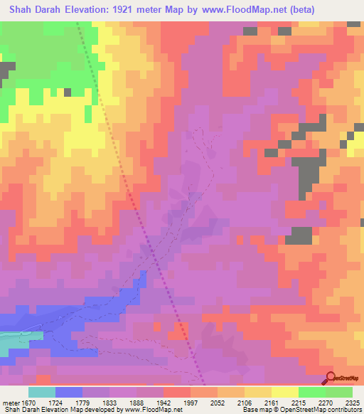 Shah Darah,Afghanistan Elevation Map