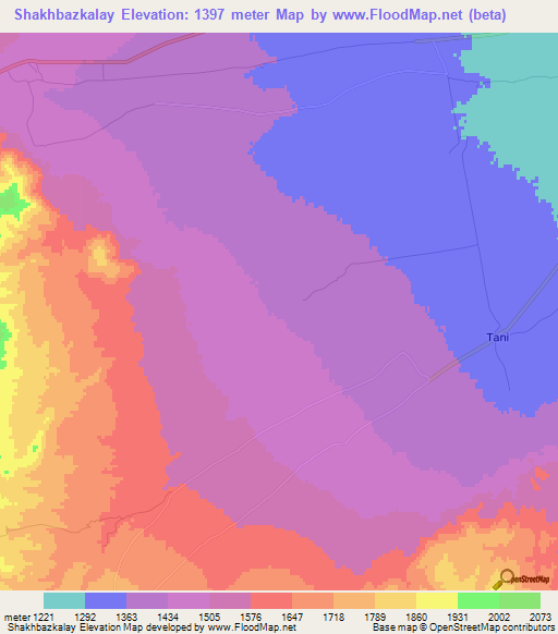 Shakhbazkalay,Afghanistan Elevation Map