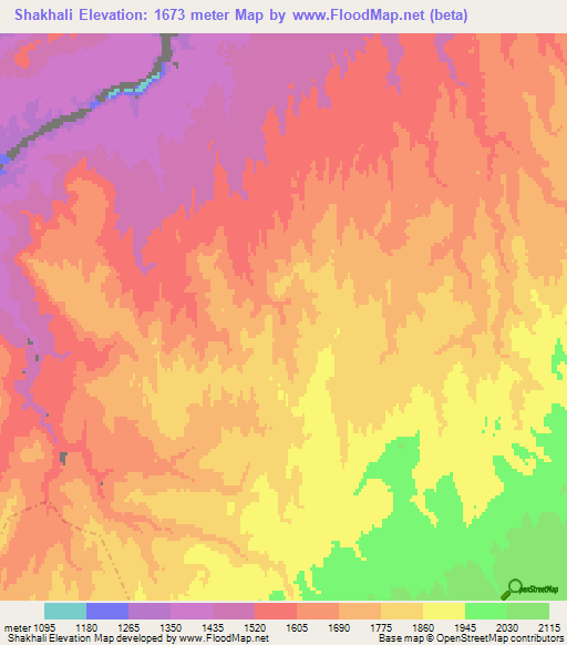 Shakhali,Afghanistan Elevation Map