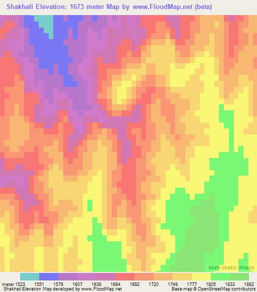 Shakhali,Afghanistan Elevation Map