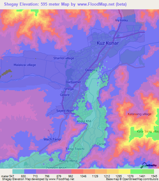 Shegay,Afghanistan Elevation Map