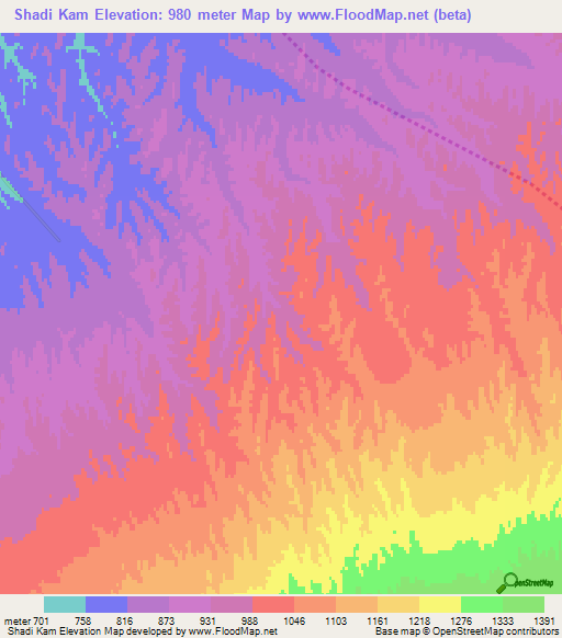 Shadi Kam,Afghanistan Elevation Map