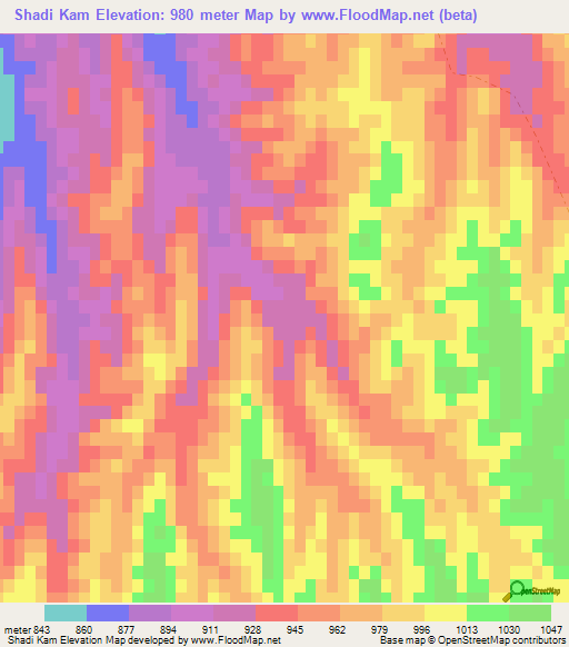 Shadi Kam,Afghanistan Elevation Map