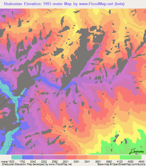 Shabustan,Afghanistan Elevation Map