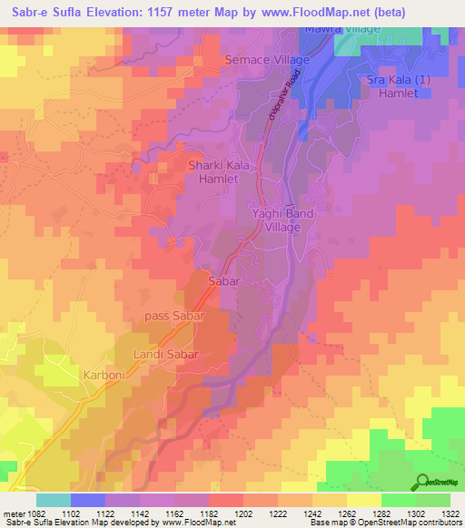 Sabr-e Sufla,Afghanistan Elevation Map