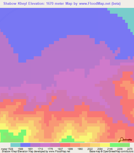 Shabow Kheyl,Afghanistan Elevation Map
