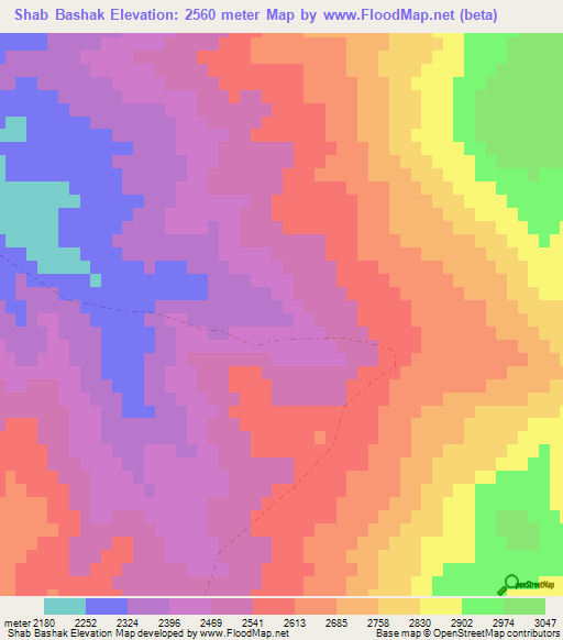 Shab Bashak,Afghanistan Elevation Map