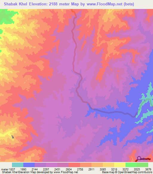 Shabak Khel,Afghanistan Elevation Map