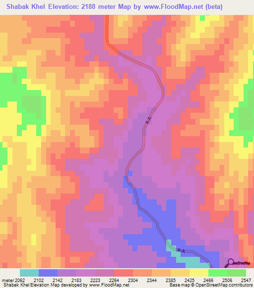 Shabak Khel,Afghanistan Elevation Map