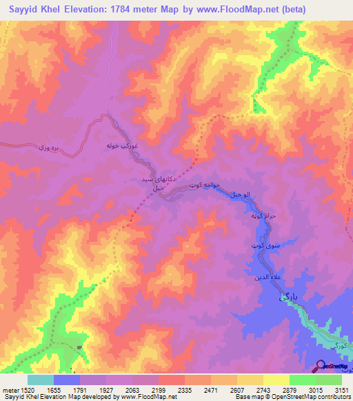 Sayyid Khel,Afghanistan Elevation Map