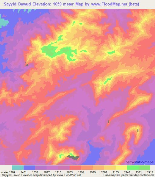 Sayyid Dawud,Afghanistan Elevation Map