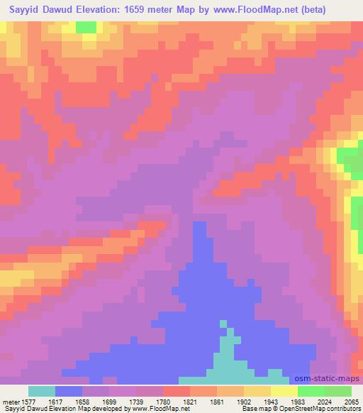 Sayyid Dawud,Afghanistan Elevation Map