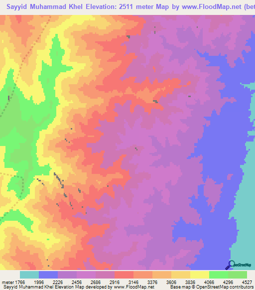 Sayyid Muhammad Khel,Afghanistan Elevation Map
