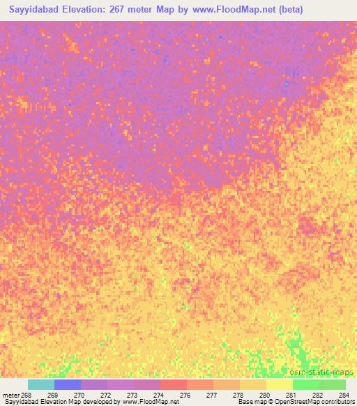 Sayyidabad,Afghanistan Elevation Map