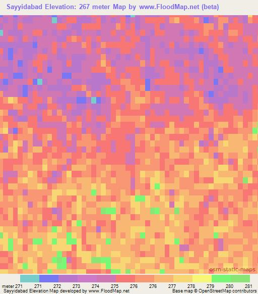 Sayyidabad,Afghanistan Elevation Map