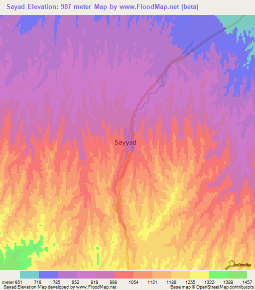 Sayad,Afghanistan Elevation Map