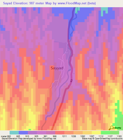 Sayad,Afghanistan Elevation Map