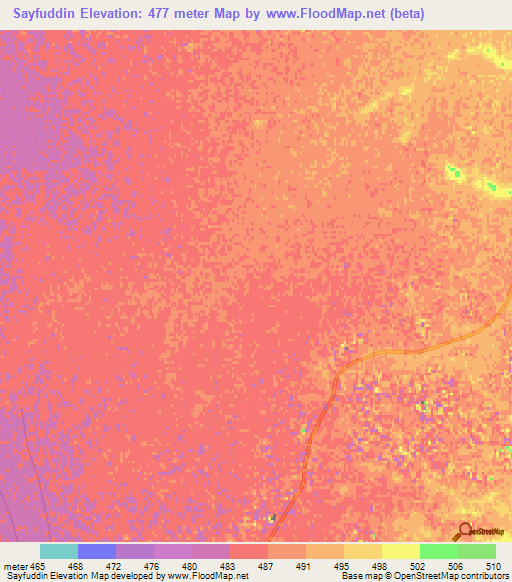 Sayfuddin,Afghanistan Elevation Map