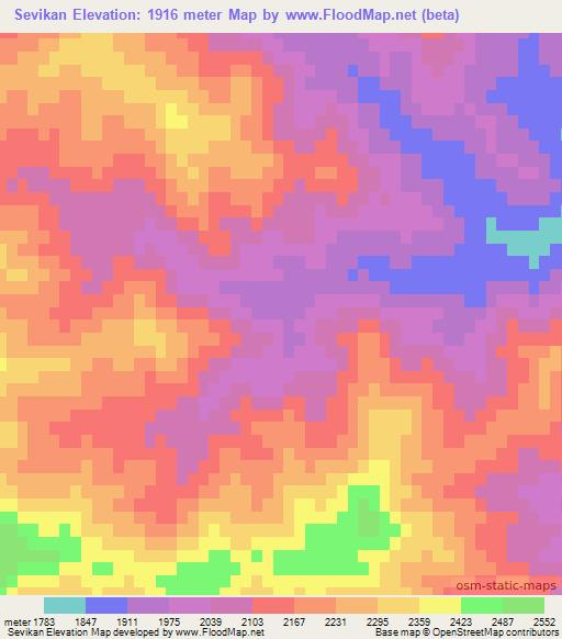Sevikan,Afghanistan Elevation Map