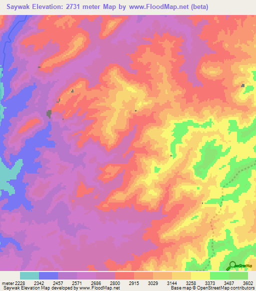 Saywak,Afghanistan Elevation Map