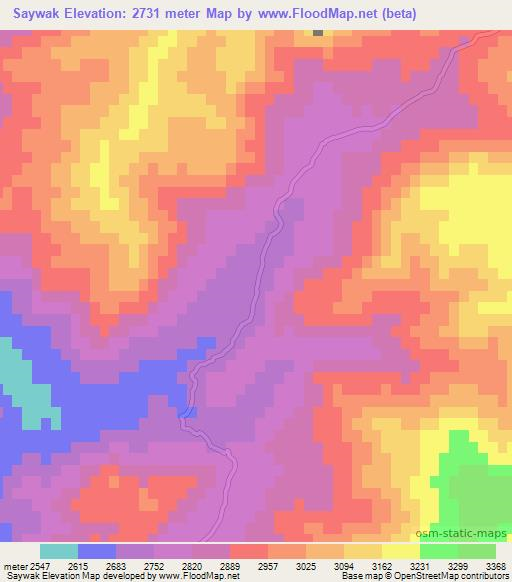 Saywak,Afghanistan Elevation Map