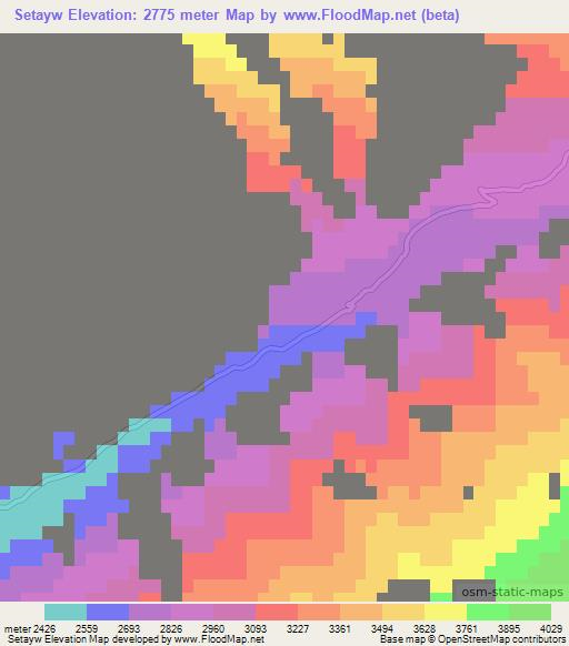 Setayw,Afghanistan Elevation Map