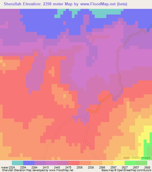 Sherullah,Afghanistan Elevation Map