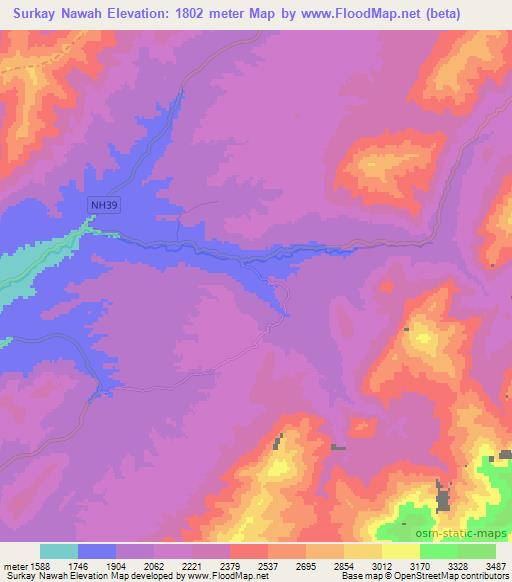 Surkay Nawah,Afghanistan Elevation Map
