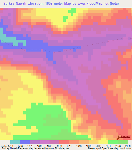 Surkay Nawah,Afghanistan Elevation Map