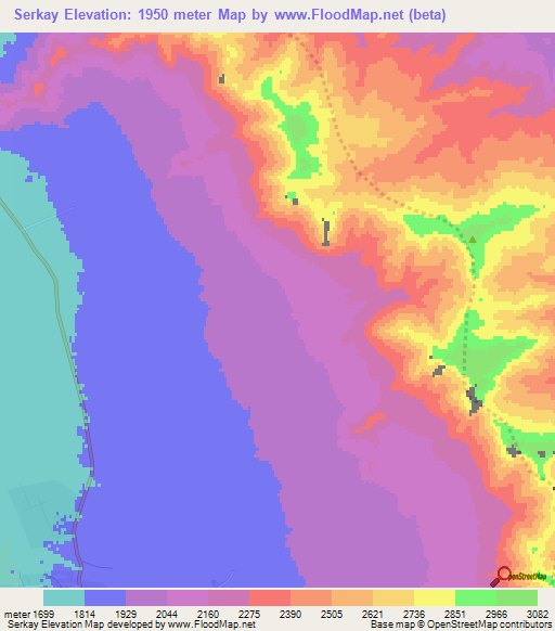 Serkay,Afghanistan Elevation Map