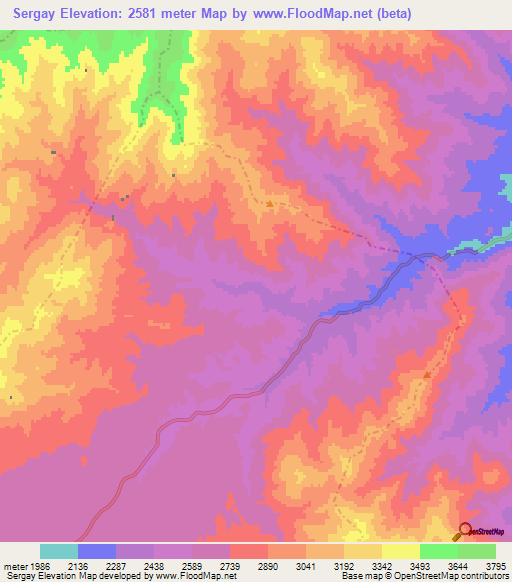 Sergay,Afghanistan Elevation Map