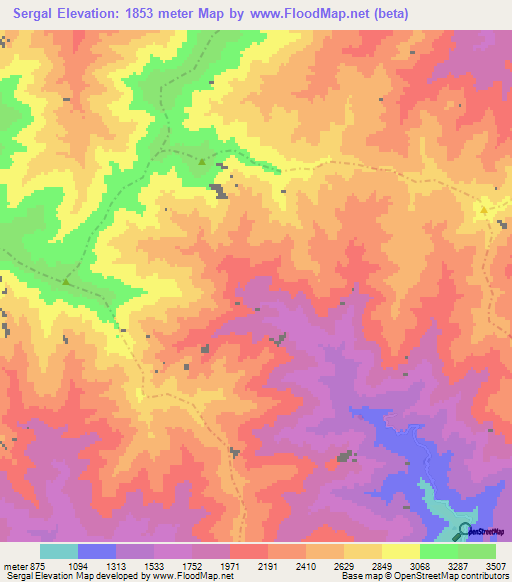 Sergal,Afghanistan Elevation Map