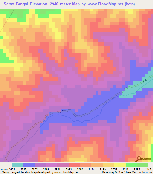 Seray Tangai,Afghanistan Elevation Map