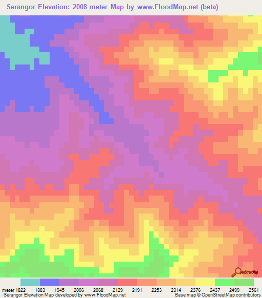 Serangor,Afghanistan Elevation Map